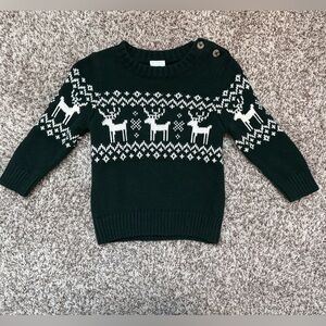 Boutique Edgehill Collection Baby Boy Christmas Green and White Sweater 12M 🎄